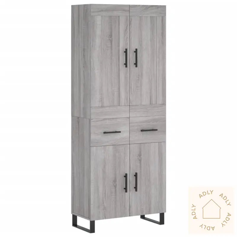 Highboard Grå Sonoma 69,5X34X180 Cm Konstruert Tre