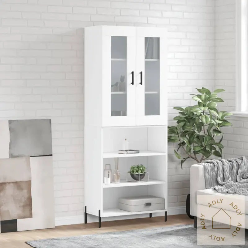 Highboard Hvit 69,5X34X180 Cm Konstruert Tre
