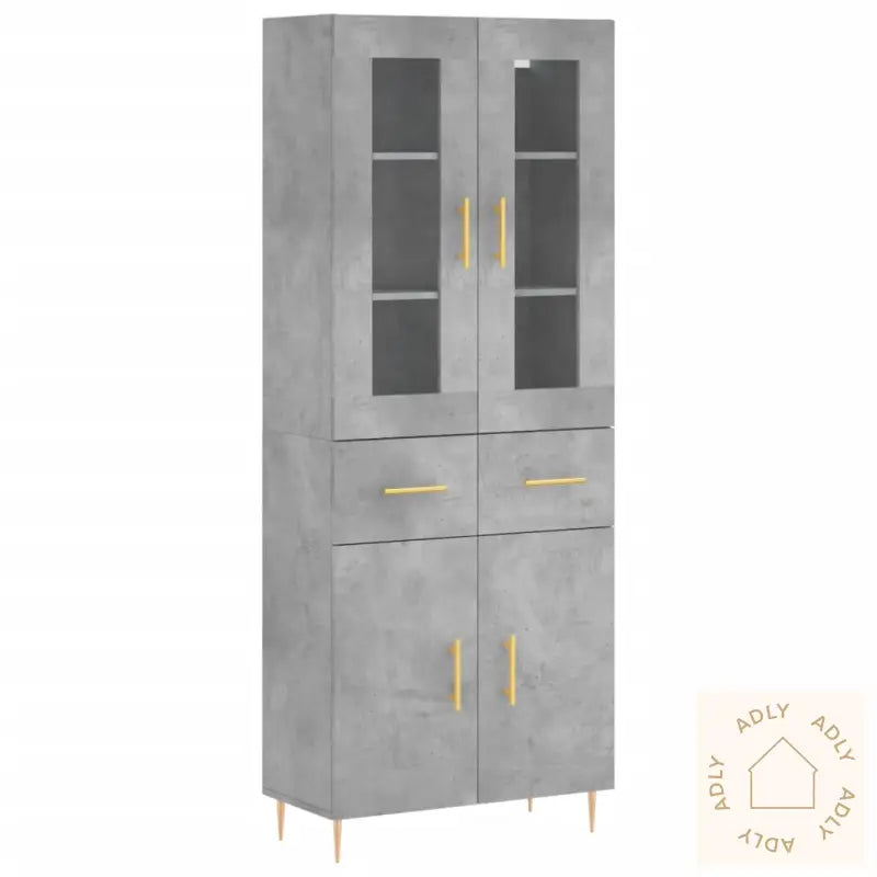 Highboard Betonggrå 69,5X34X180 Cm Konstruert Tre