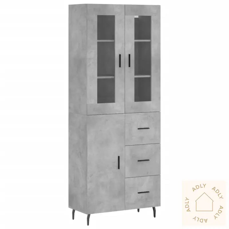 Highboard Betonggrå 69,5X34X180 Cm Konstruert Tre