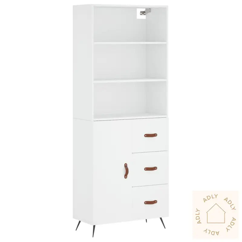 Highboard Hvit 69,5X34X180 Cm Konstruert Tre