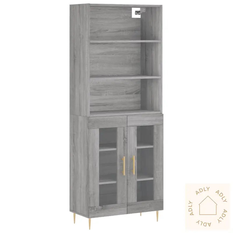 Highboard Grå Sonoma 69,5X34X180 Cm Konstruert Tre
