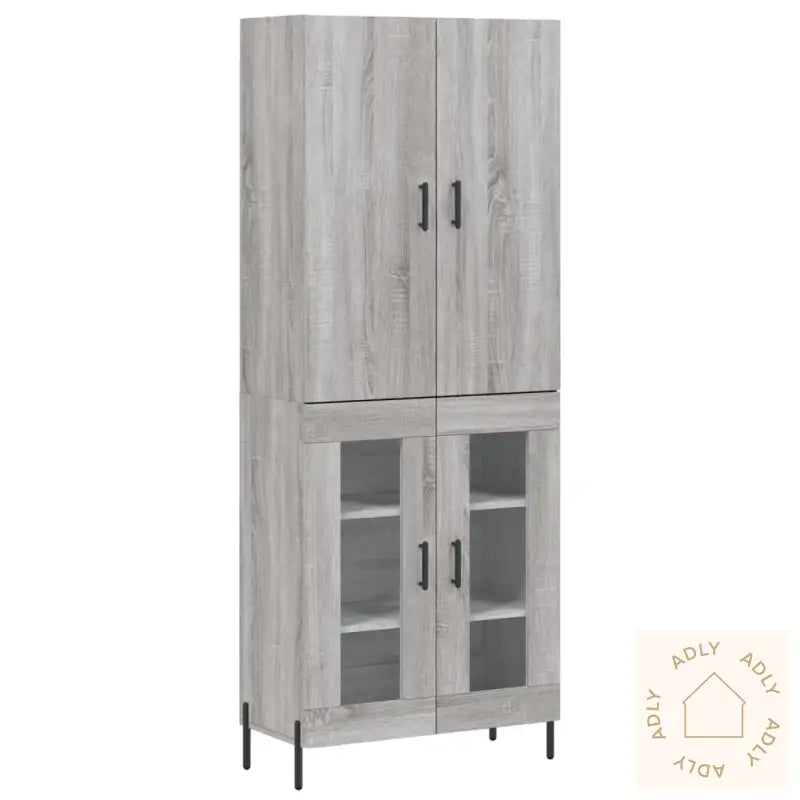 Highboard Grå Sonoma 69,5X34X180 Cm Konstruert Tre