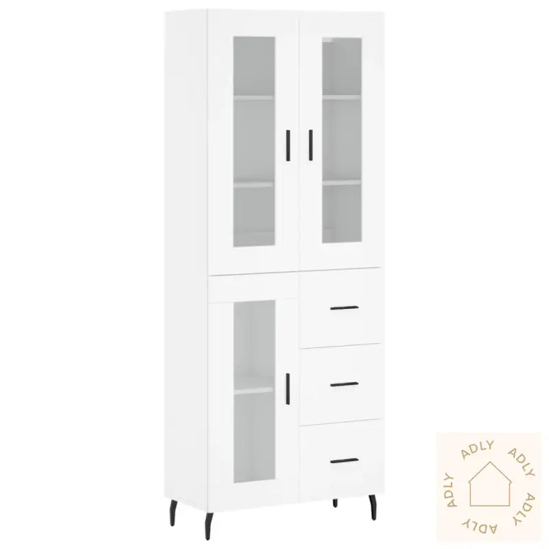 Highboard Hvit 69,5X34X180 Cm Konstruert Tre