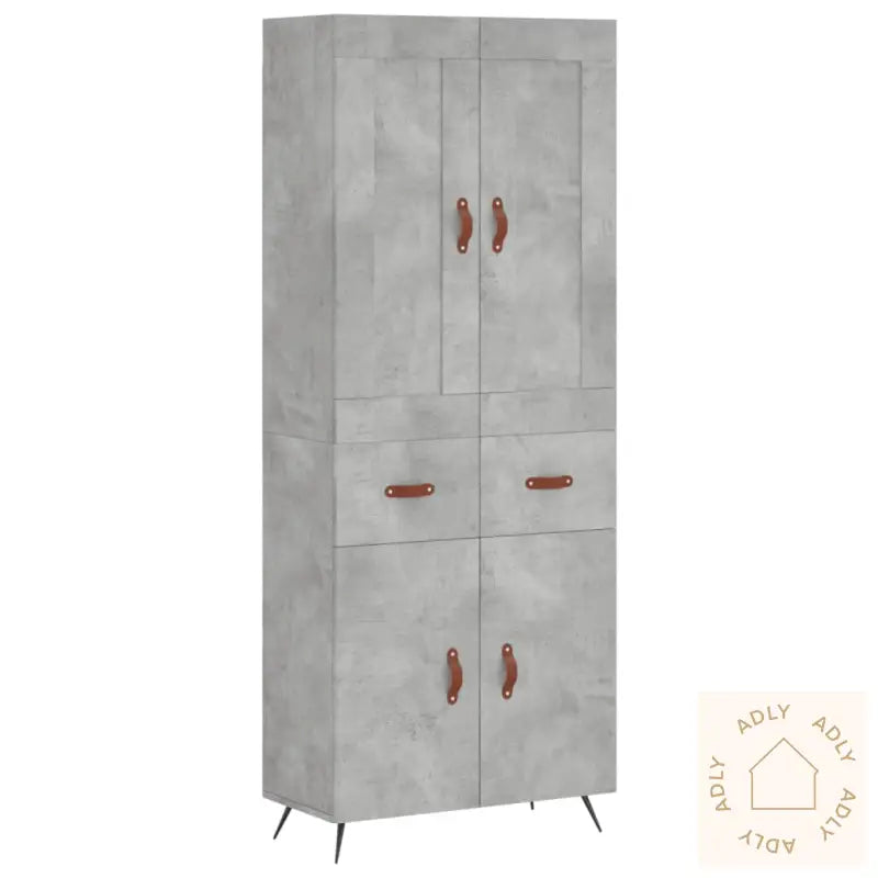 Highboard Betonggrå 69,5X34X180 Cm Konstruert Tre