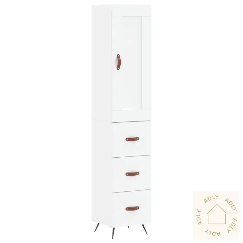 Highboard Hvit 34,5X34X180 Cm Konstruert Tre