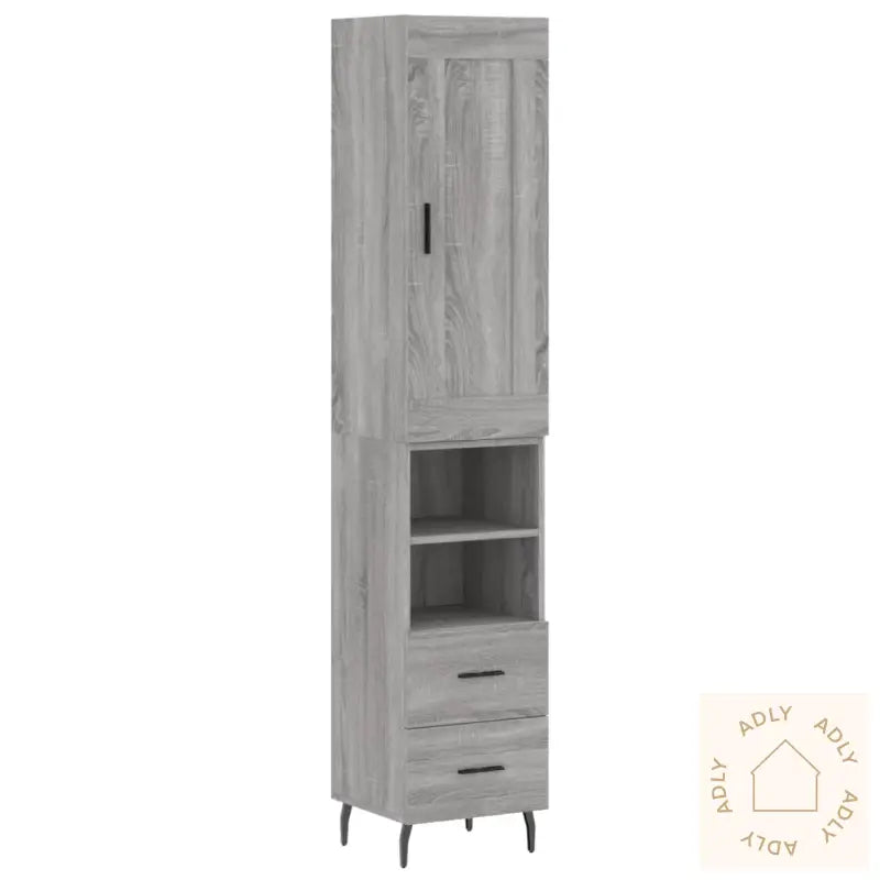 Highboard Grå Sonoma 34,5X34X180 Cm Konstruert Tre