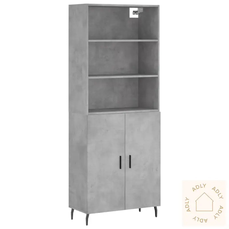 Highboard Betonggrå 69,5X34X180 Cm Konstruert Tre