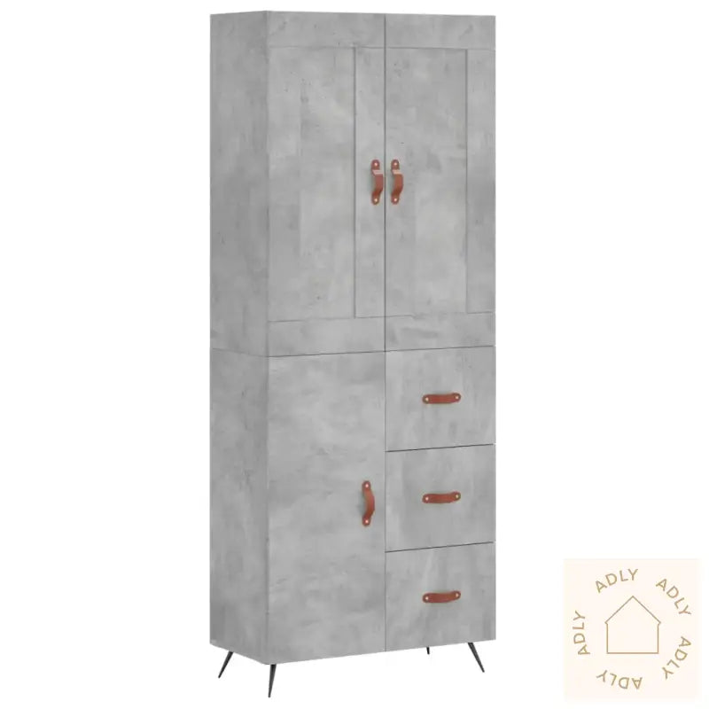 Highboard Betonggrå 69,5X34X180 Cm Konstruert Tre