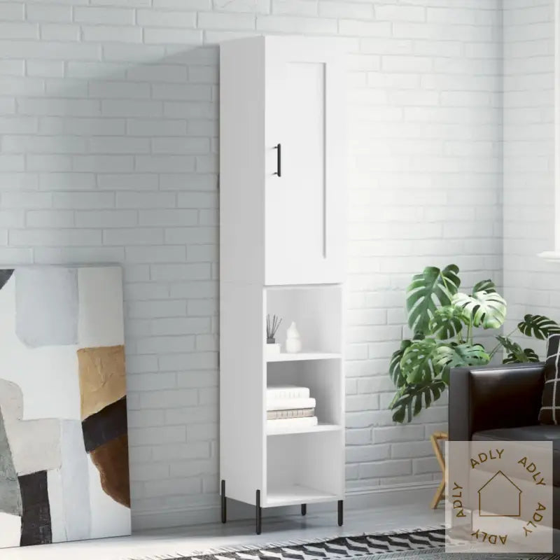 Highboard Hvit 34,5X34X180 Cm Konstruert Tre