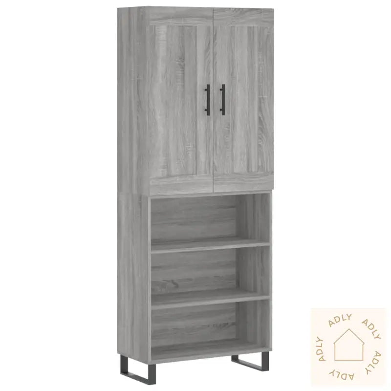 Highboard Grå Sonoma 69,5X34X180 Cm Konstruert Tre