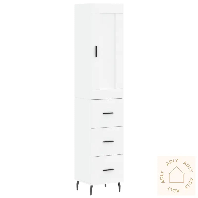 Highboard Hvit 34,5X34X180 Cm Konstruert Tre