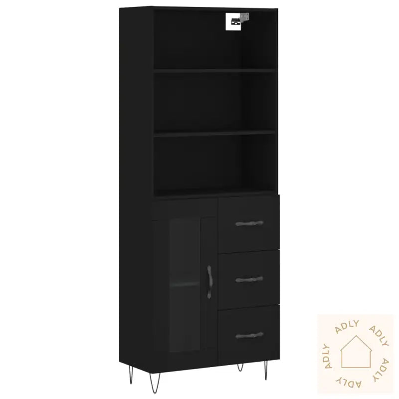 Highboard Svart 69,5X34X180 Cm Konstruert Tre