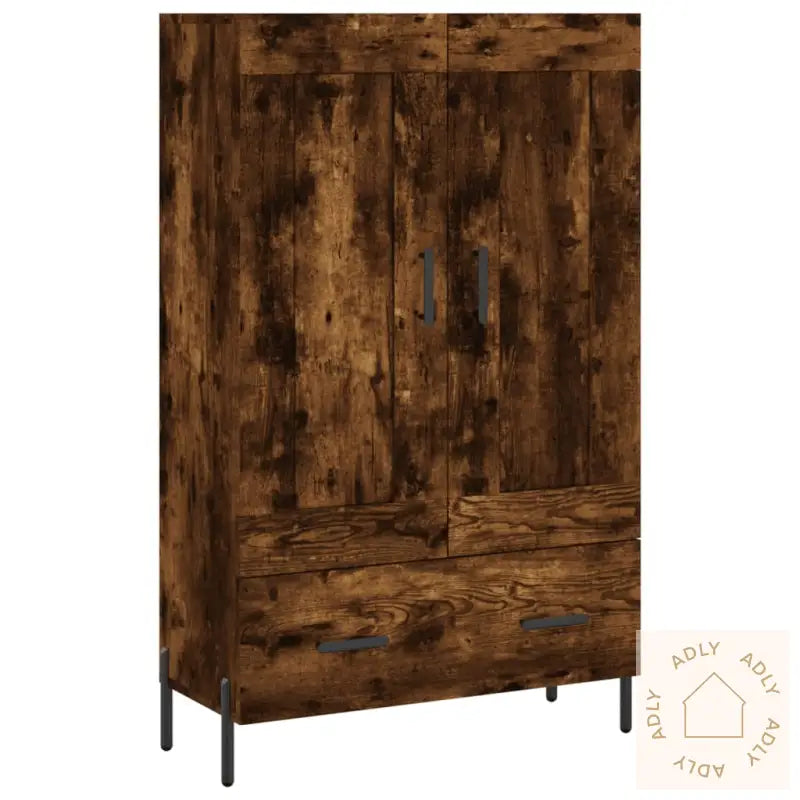 Highboard Røkt Eik 69,5X31X115 Cm Konstruert Tre