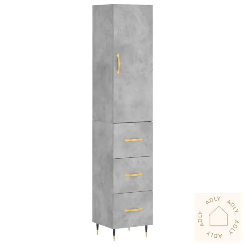 Highboard Betonggrå 34,5X34X180 Cm Konstruert Tre