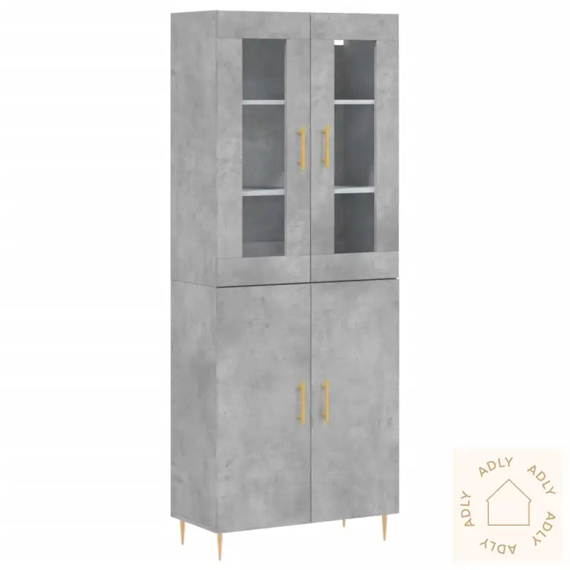 Highboard Betonggrå 69,5X34X180 Cm Konstruert Tre