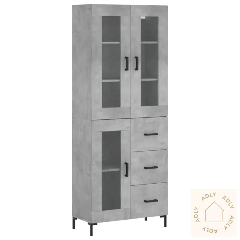 Highboard Betonggrå 69,5X34X180 Cm Konstruert Tre