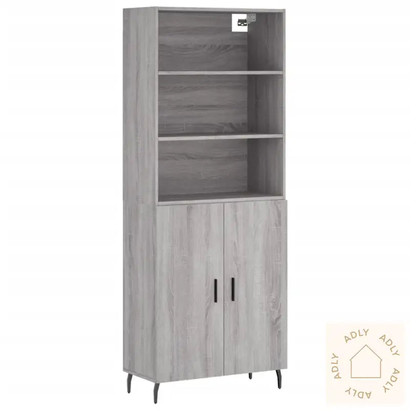 Highboard Grå Sonoma 69,5X34X180 Cm Konstruert Tre