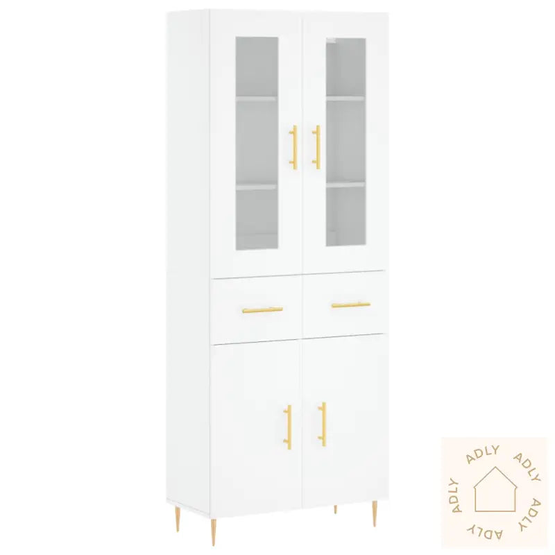Highboard Hvit 69,5X34X180 Cm Konstruert Tre