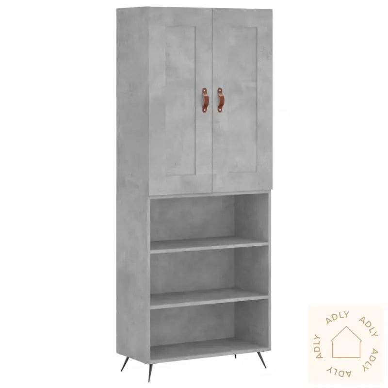 Highboard Betonggrå 69,5X34X180 Cm Konstruert Tre