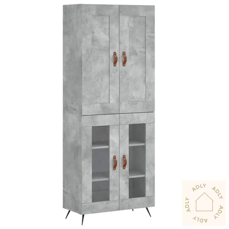 Highboard Betonggrå 69,5X34X180 Cm Konstruert Tre