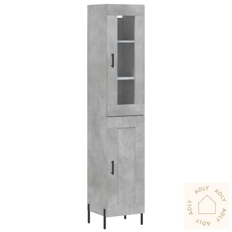 Highboard Betonggrå 34,5X34X180 Cm Konstruert Tre