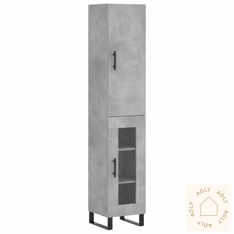 Highboard Betonggrå 34,5X34X180 Cm Konstruert Tre