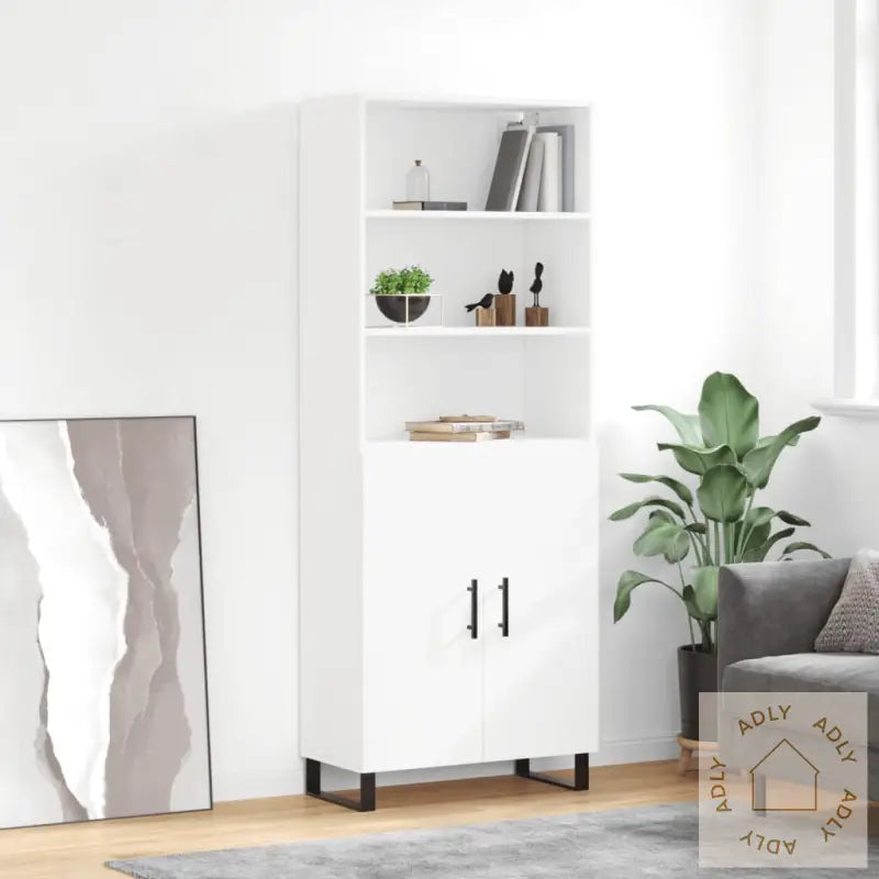 Highboard Hvit 69,5X34X180 Cm Konstruert Tre