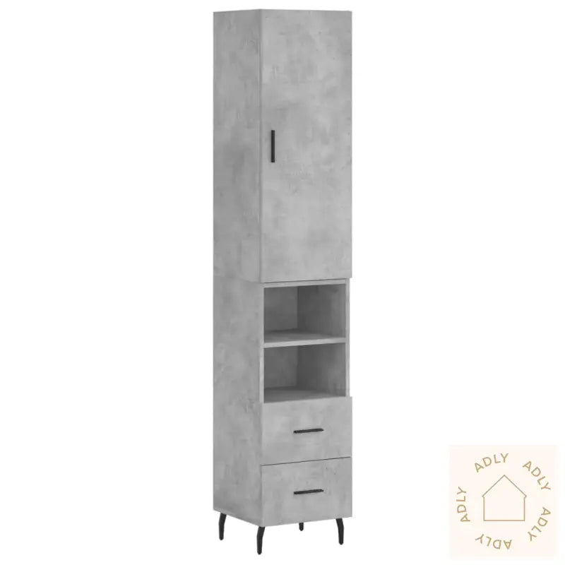Highboard Betonggrå 34,5X34X180 Cm Konstruert Tre