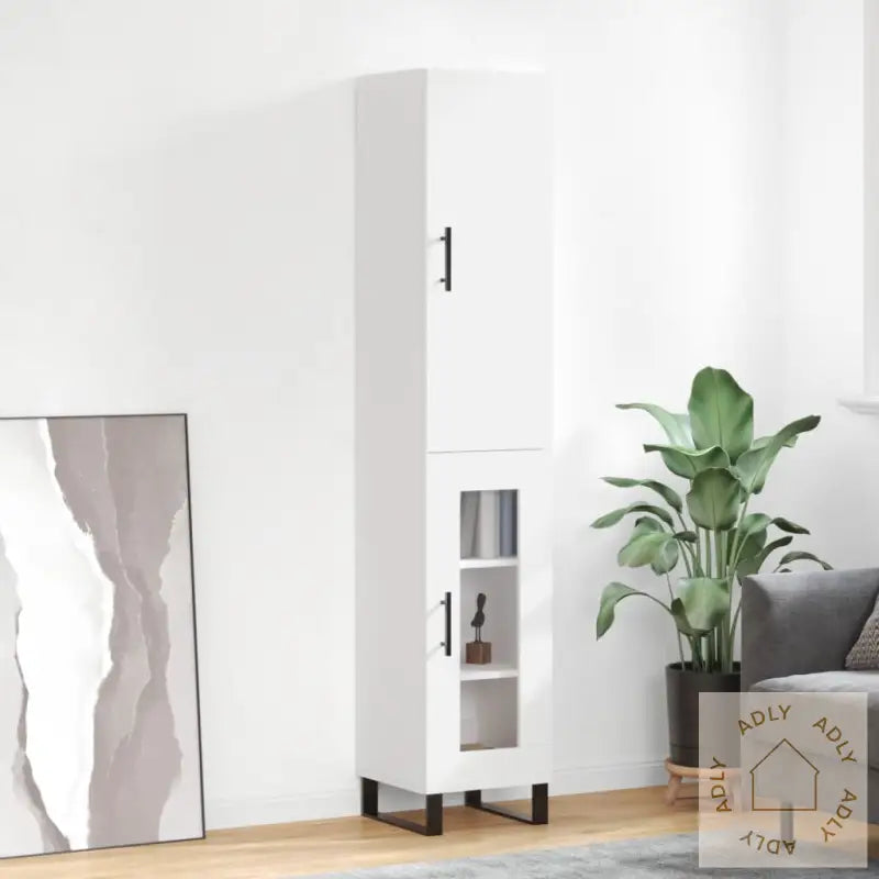 Highboard Hvit 34,5X34X180 Cm Konstruert Tre