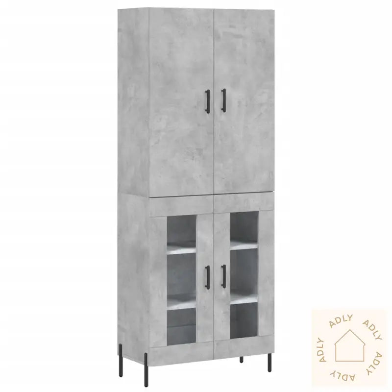 Highboard Betonggrå 69,5X34X180 Cm Konstruert Tre