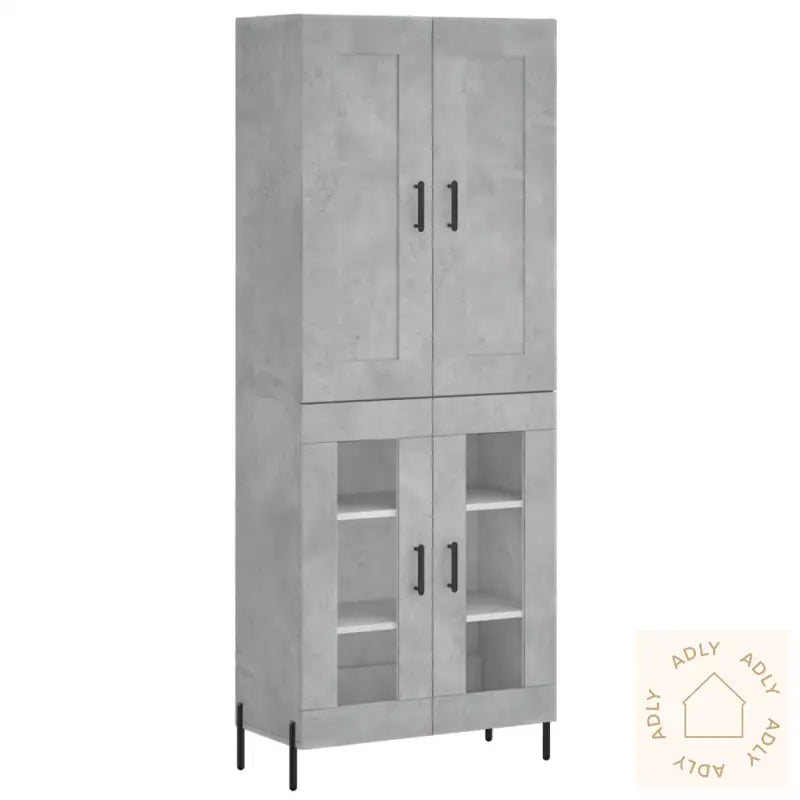 Highboard Betonggrå 69,5X34X180 Cm Konstruert Tre