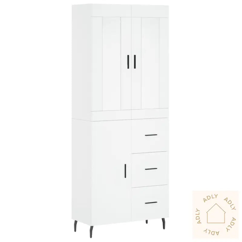 Highboard Hvit 69,5X34X180 Cm Konstruert Tre