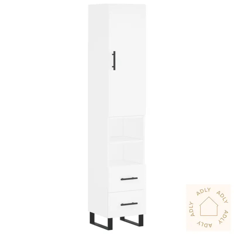 Highboard Hvit 34,5X34X180 Cm Konstruert Tre