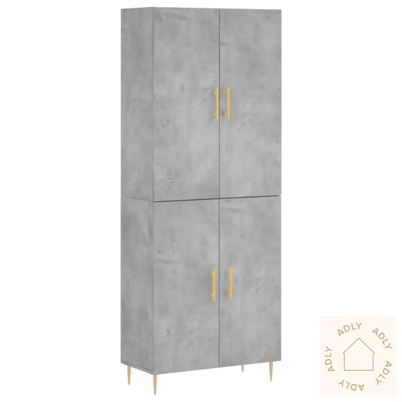 Highboard Betonggrå 69,5X34X180 Cm Konstruert Tre