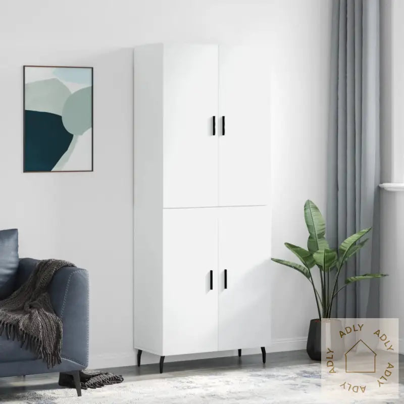 Highboard Hvit 69,5X34X180 Cm Konstruert Tre