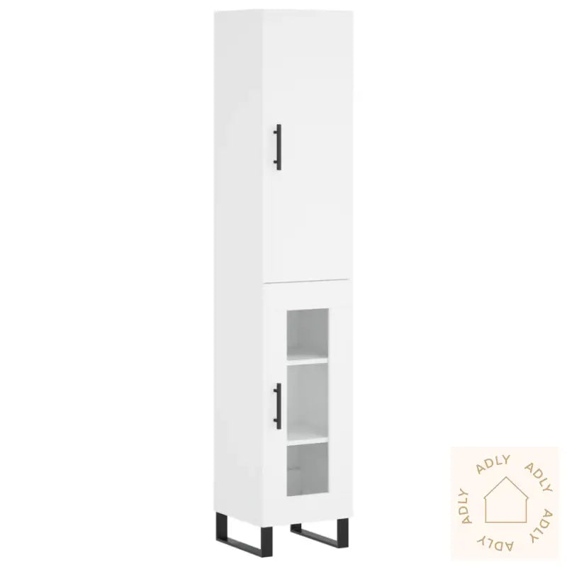 Highboard Hvit 34,5X34X180 Cm Konstruert Tre