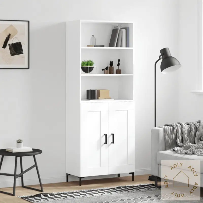 Highboard Hvit 69,5X34X180 Cm Konstruert Tre