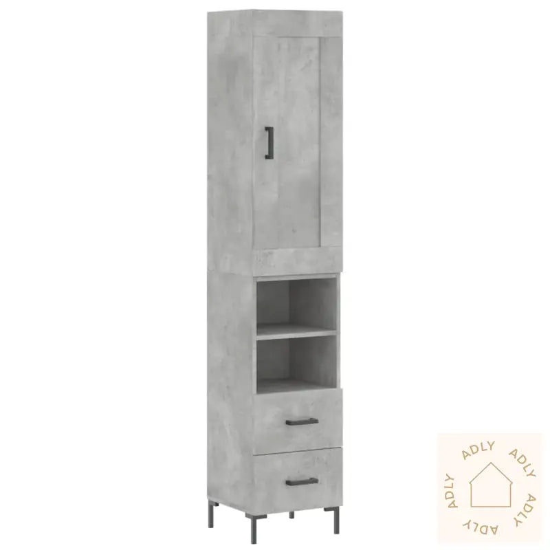 Highboard Betonggrå 34,5X34X180 Cm Konstruert Tre