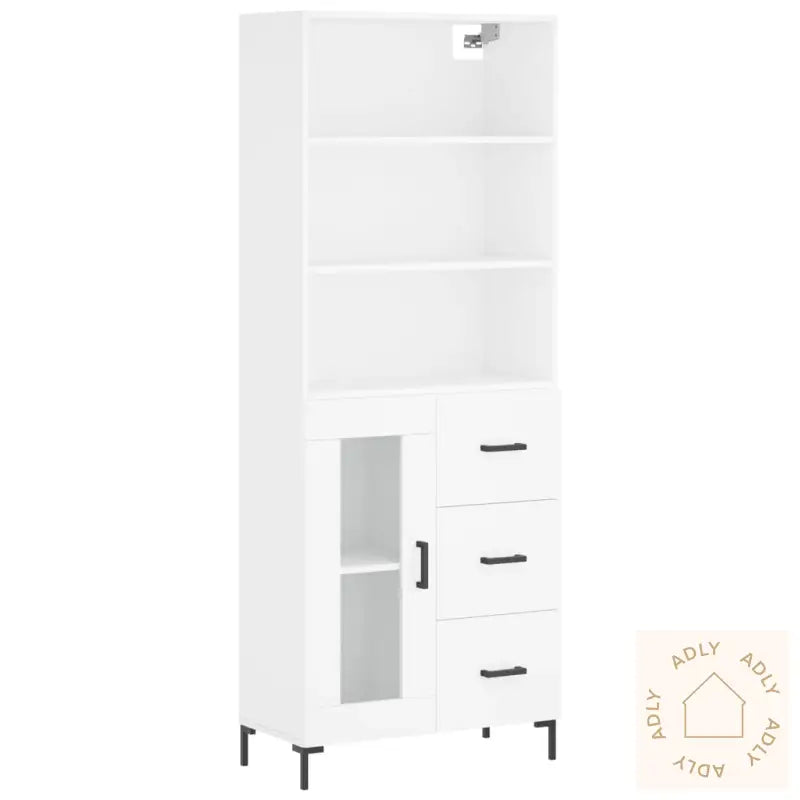 Highboard Hvit 69,5X34X180 Cm Konstruert Tre