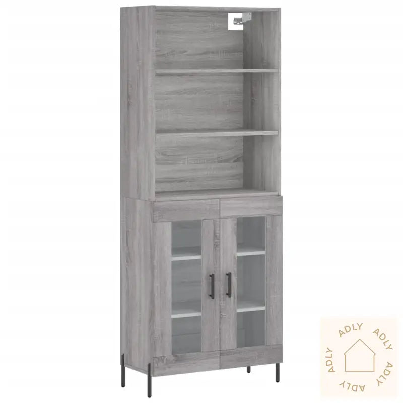 Highboard Grå Sonoma 69,5X34X180 Cm Konstruert Tre