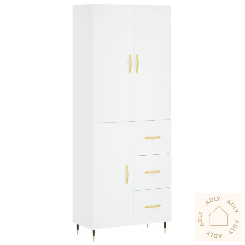 Highboard Hvit 69,5X34X180 Cm Konstruert Tre