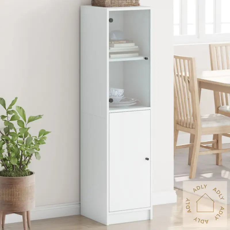 Highboard Med Glassdører Hvit 35X37X142 Cm