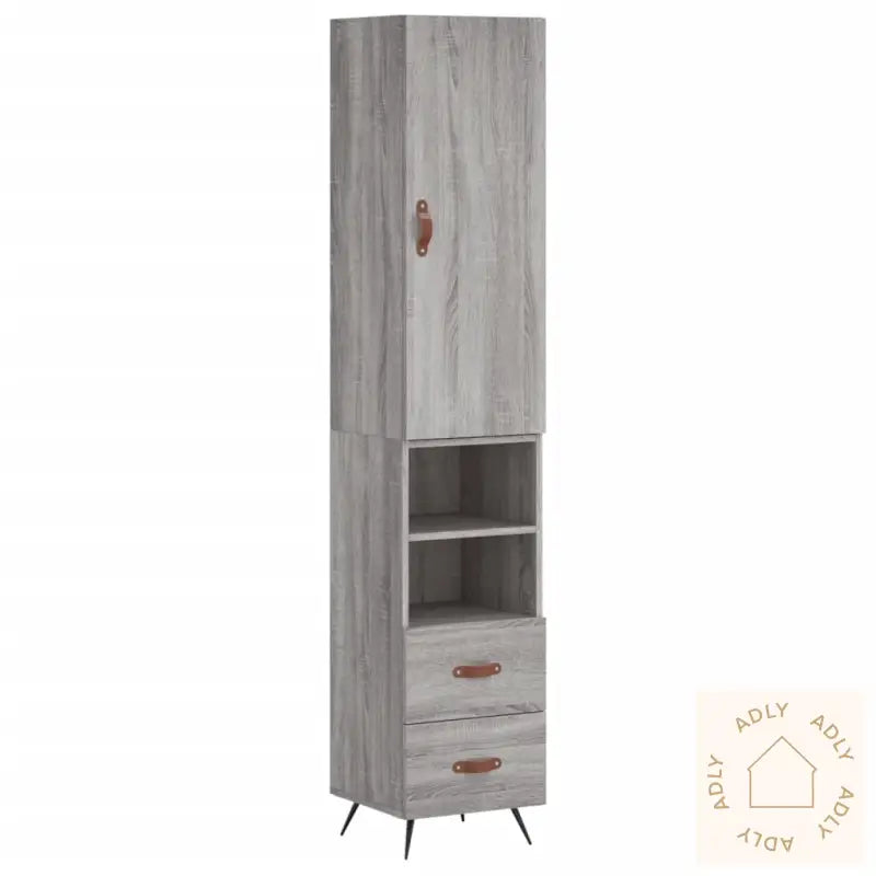 Highboard Grå Sonoma 34,5X34X180 Cm Konstruert Tre