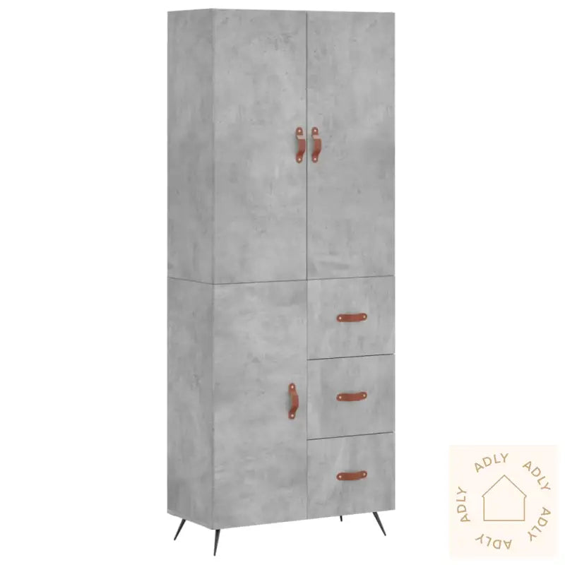 Highboard Betonggrå 69,5X34X180 Cm Konstruert Tre