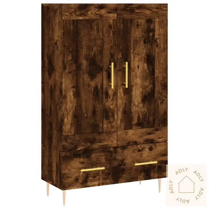 Highboard Røkt Eik 69,5X31X115 Cm Konstruert Tre