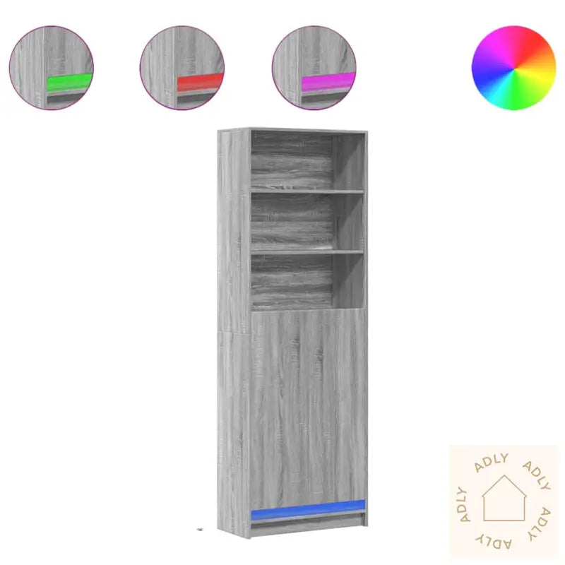 Garderobe Med Led Grå Sonoma 69X32,5X200 Cm Konstruert Tre