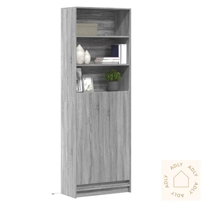 Garderobe Med Led Grå Sonoma 69X32,5X200 Cm Konstruert Tre