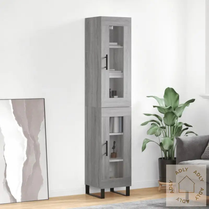 Highboard Grå Sonoma 34,5X34X180 Cm Konstruert Tre