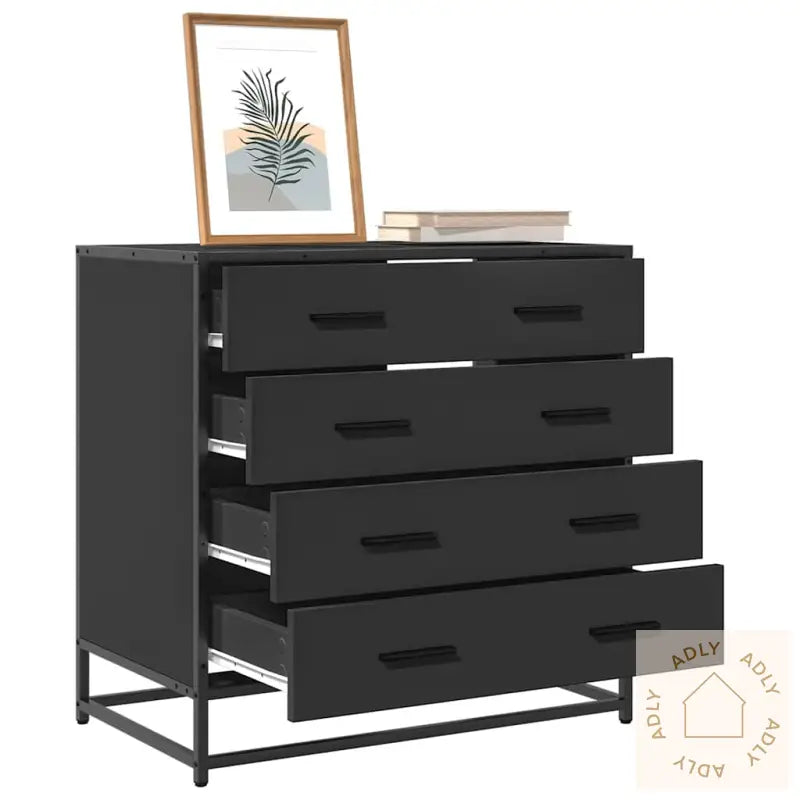 Kommode Svart 70X41X70 Cm Konstruert Tre